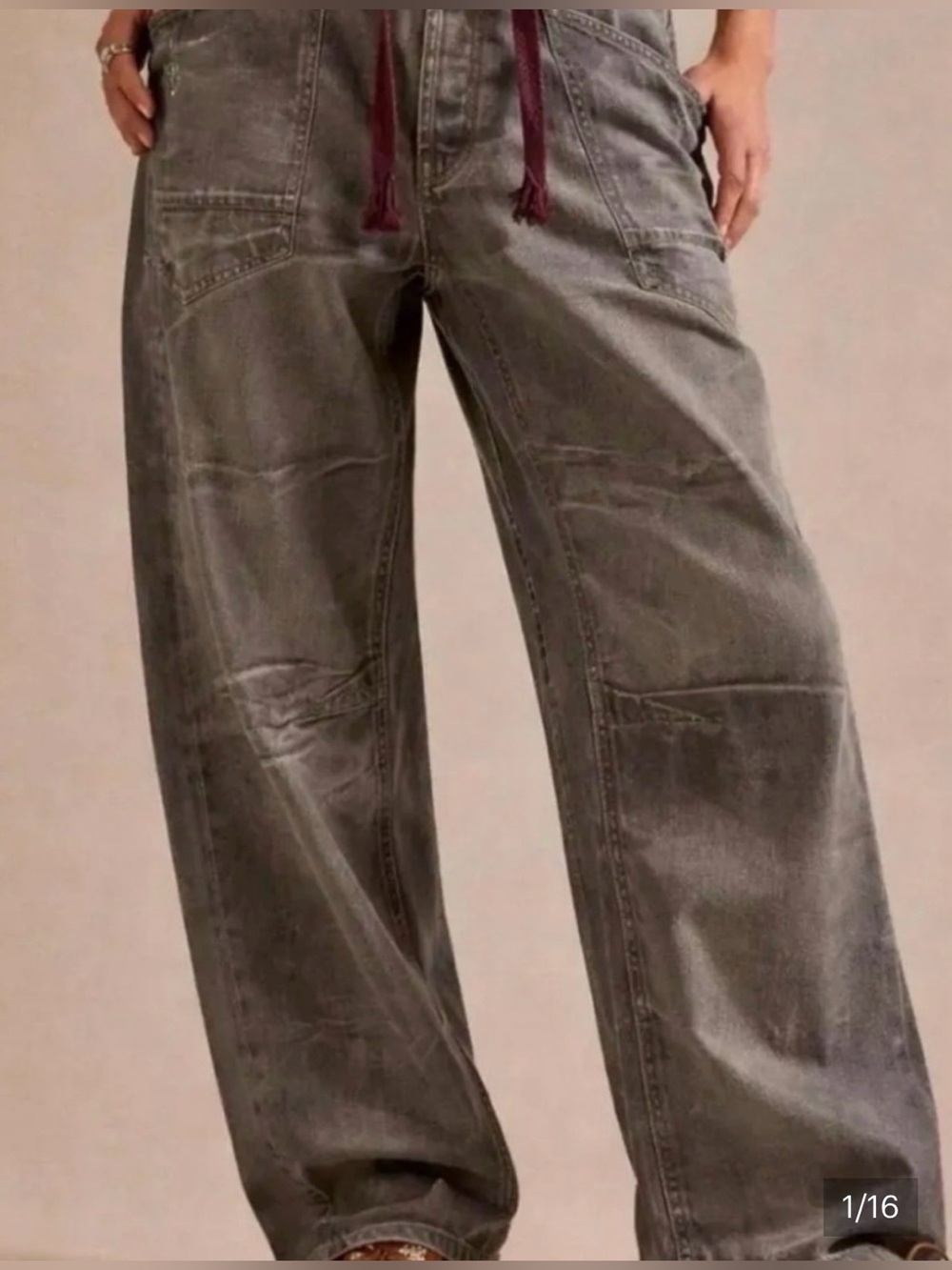 Free people metallic coated moxie barrel jeans
